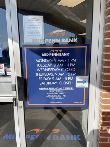 Mid Penn Bank Door Hours 